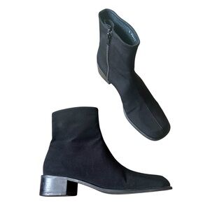 Stuart Weitzman Gore-Tex Nylon Square Toe Side Zip Ankle Boots Black Size 8.5B